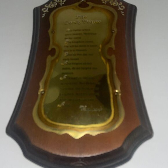 Vintage Home Interiors The Lord's Prayer Hanging Plaque Wood and Metal 13.5x8 - Picture 2 of 5